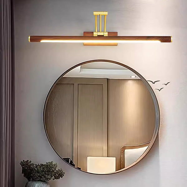 Foldable wood grain color LED mirror front wall lamp