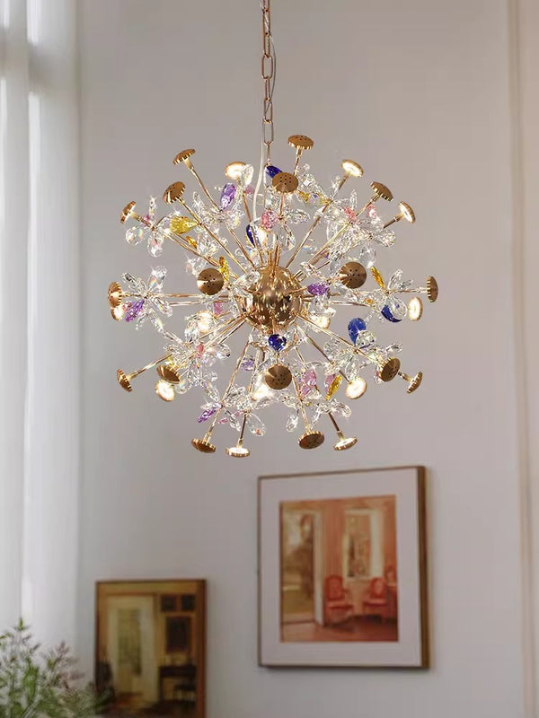 Creative petal dandelion colored crystal chandelier