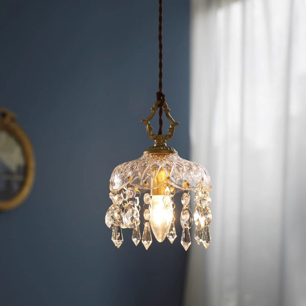 Copper Vintage Crystal Glass Chandelier