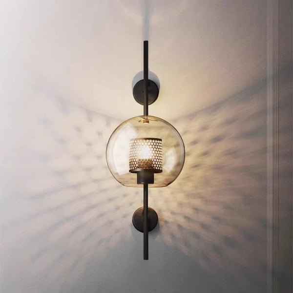 Retro bedside glass long pole wall lamp