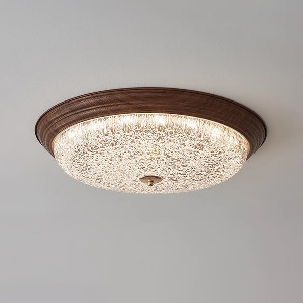 Plafonnier de chambre rond de couleur noyer rétro