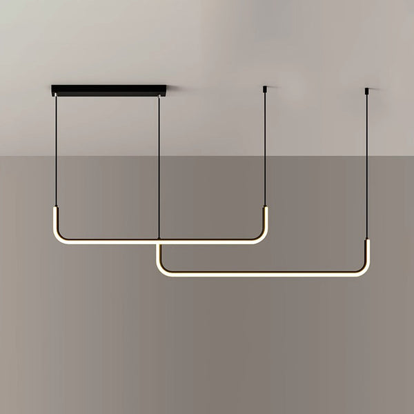 Suspension de salle à manger moderne à LED géométrique à longue bande