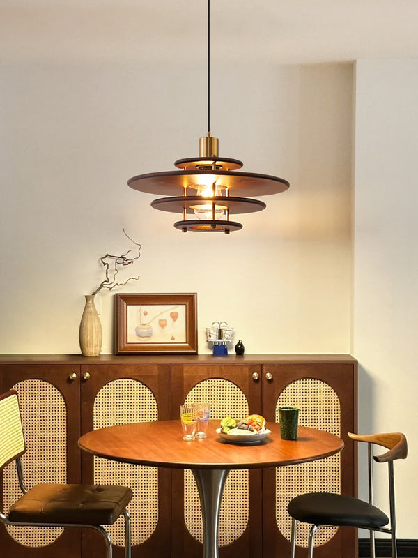 Medieval style vintage chandelier solid wood flying saucer