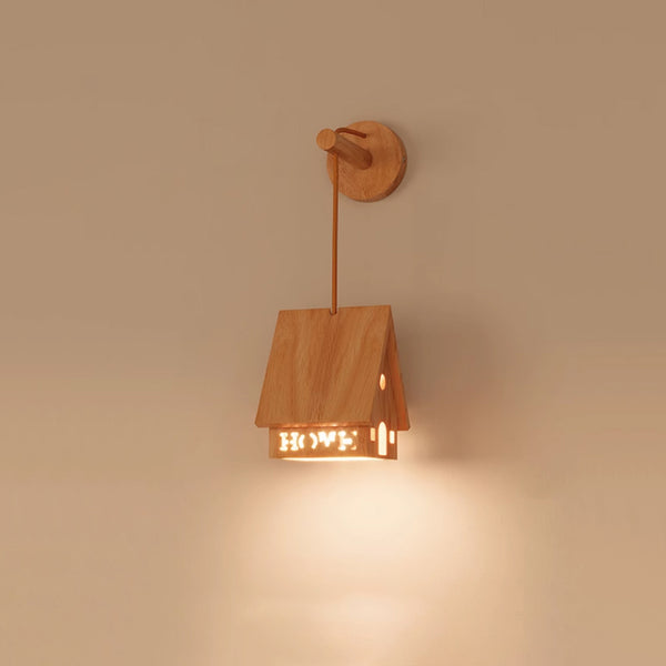 Nordic Japanese style solid wood bedroom bedside cabin wall lamp