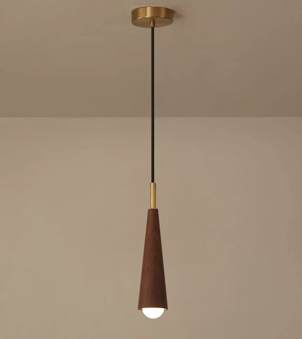 Lustre de chevet de chambre en bois massif tout en cuivre