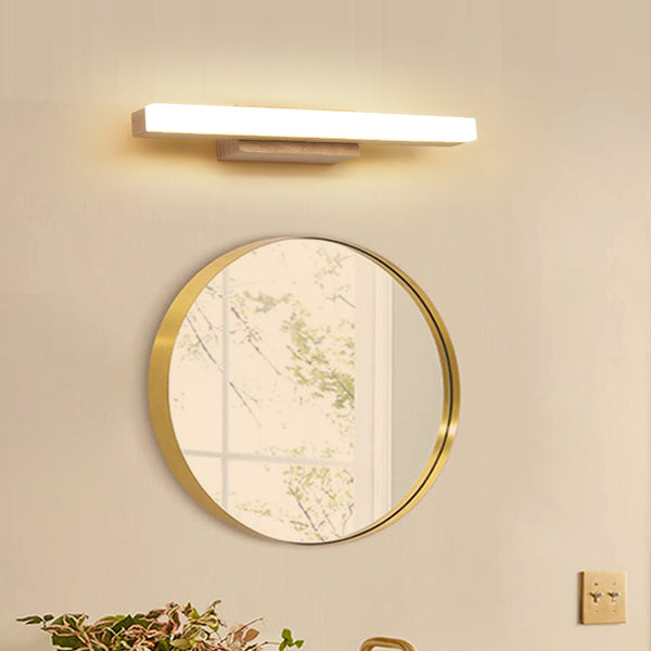 Applique murale LED en bois massif avec miroir