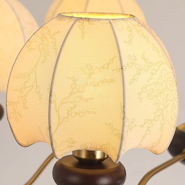 French solid wood fabric chandelier