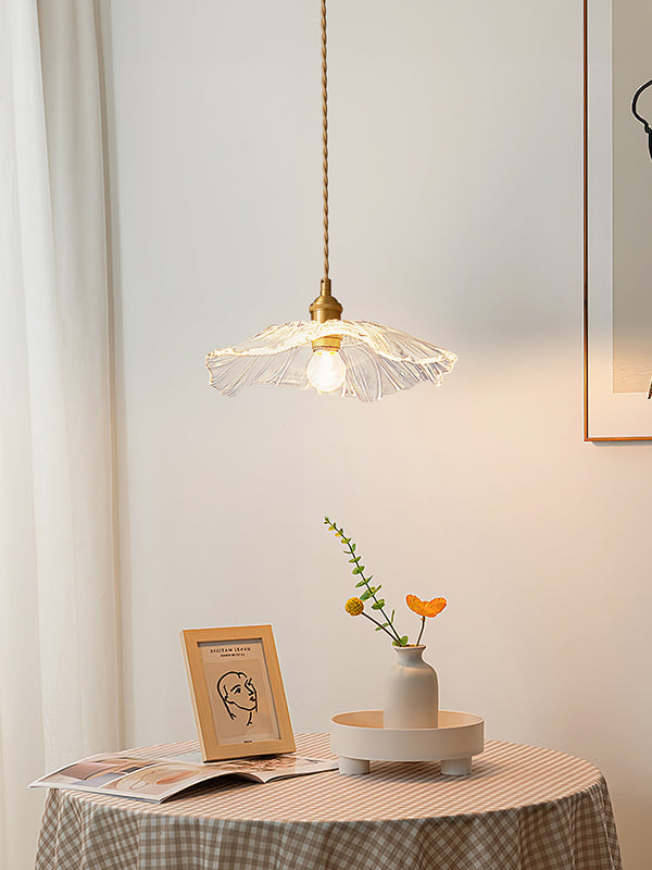 Lustre créatif en verre en forme de feuille de lotus