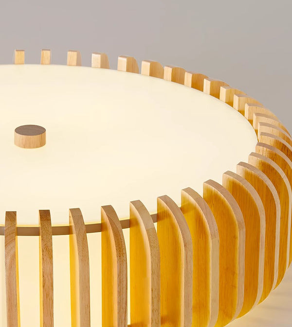 Japanese style solid wood round ceiling lamp