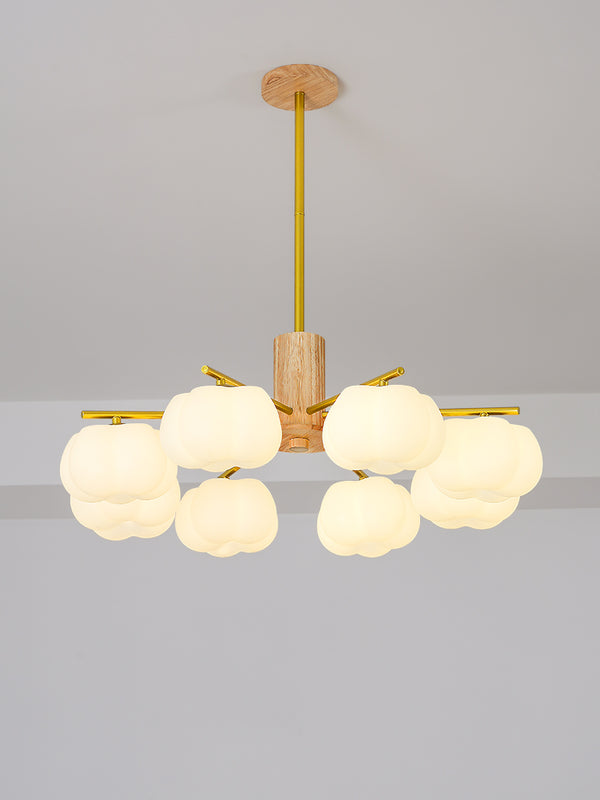 Rubber Wood Pumpkin Chandelier