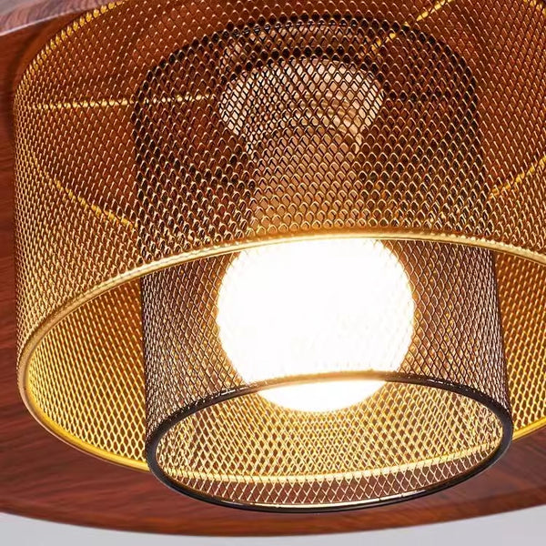Vintage walnut wood grain dining room chandelier