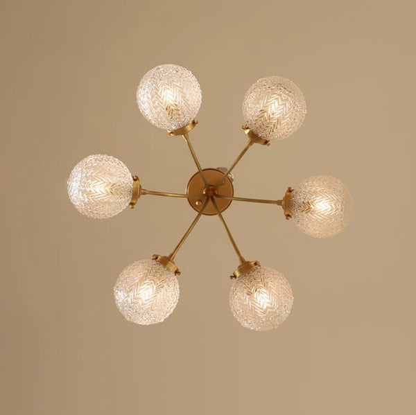 American all-copper glass bedroom chandelier