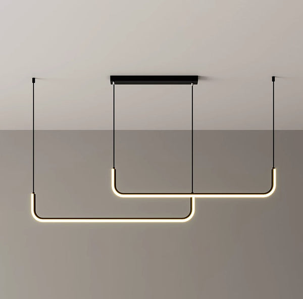 Suspension de salle à manger moderne à LED géométrique à longue bande