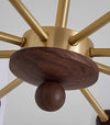 Vintage Walnut Bedroom Living Room Glass Chandelier