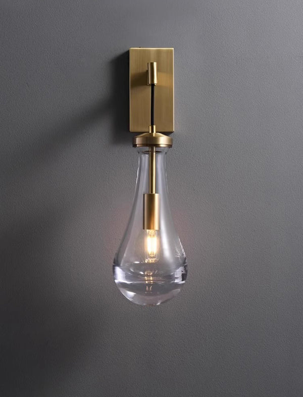 All-copper creative water drop bedroom bedside wall lamp