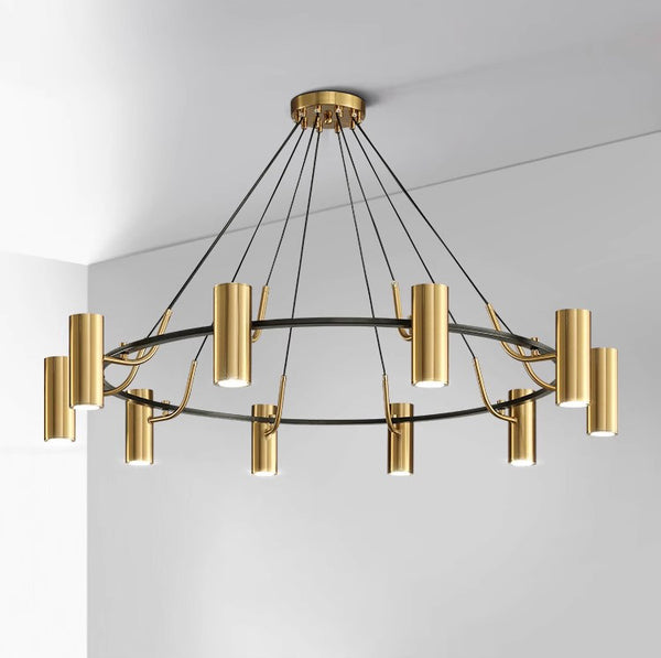 Retro golden wrought iron chandelier