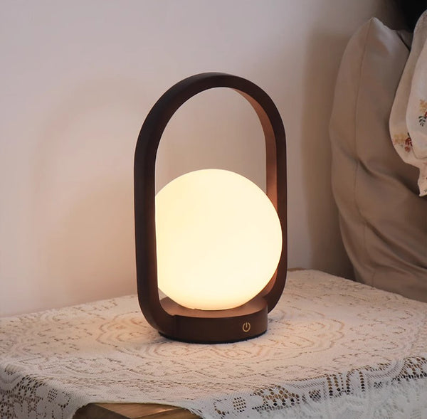 Vintage solid wood portable table lamp