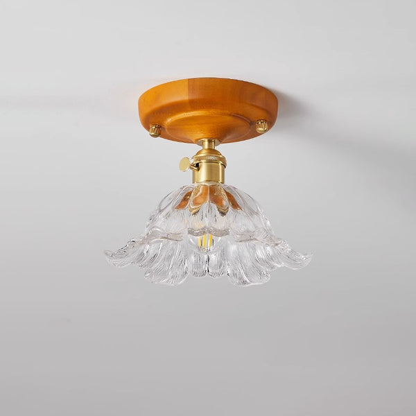 American retro solid wood glass corridor ceiling lamp