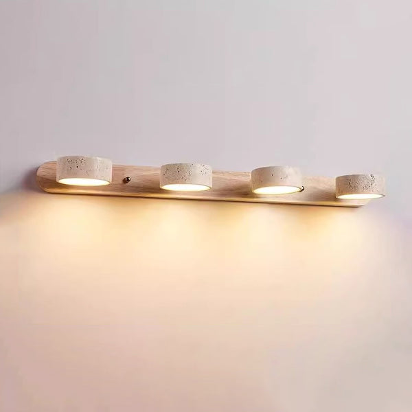 Applique murale LED en bois massif et travertin jaune pour miroir