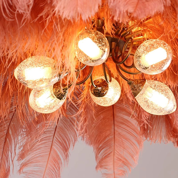 Creative personality all-copper ostrich feather chandelier