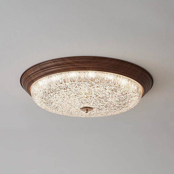 Plafonnier de chambre rond de couleur noyer rétro