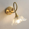 Retro full copper glass bedroom bedside wall lamp