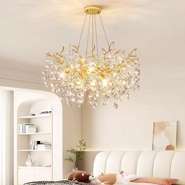 French creative branch crystal living room and dining room chandelier