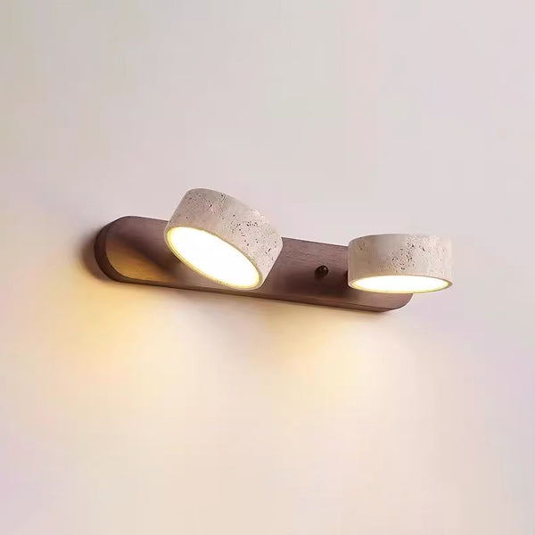 Applique murale LED en bois massif et travertin jaune pour miroir