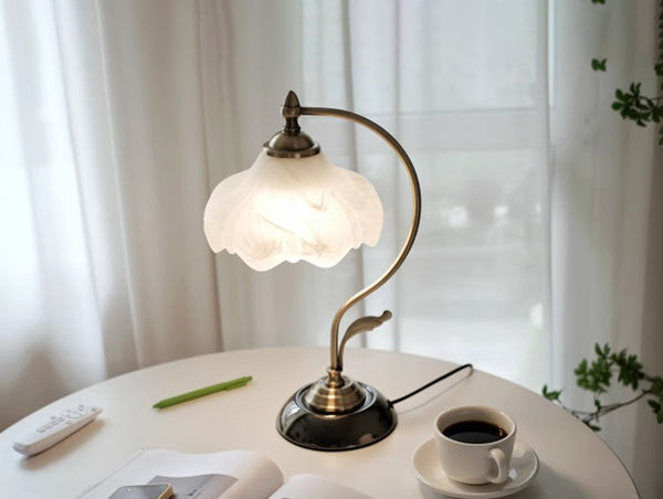 French retro glass bedside table lamp