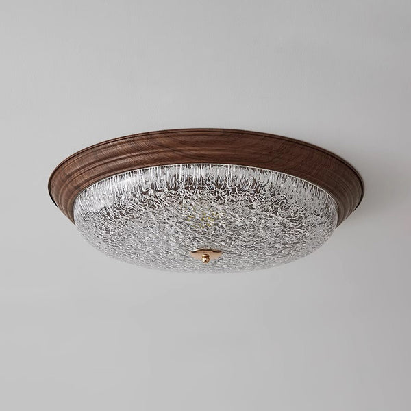 Plafonnier de chambre rond de couleur noyer rétro