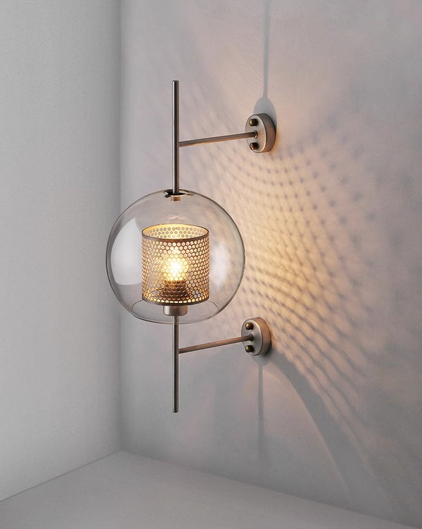 Retro bedside glass long pole wall lamp