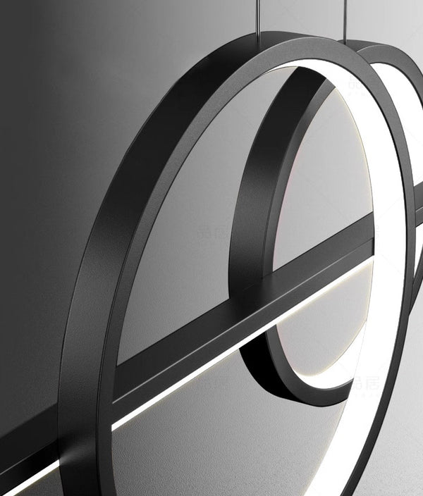 Lustre de restaurant à longue bande géométrique créative minimaliste