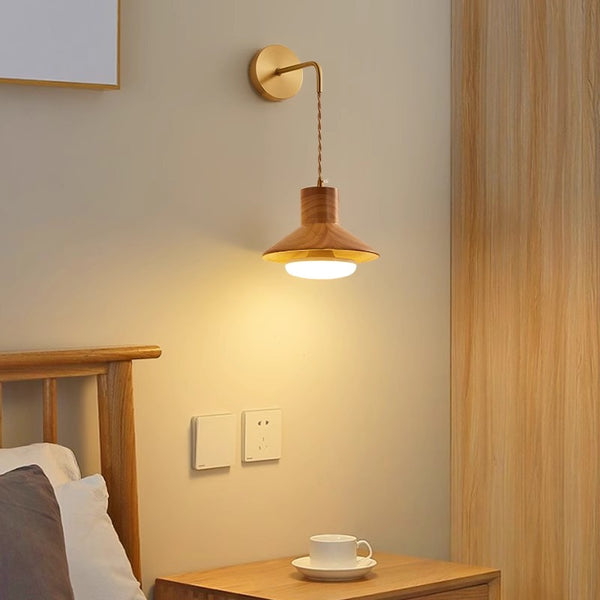 Wandlampe aus Massivholz im japanischen Stil komplett aus Kupfer