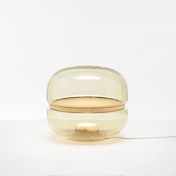 Round glass cloud stone bedside table lamp
