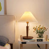 Vintage Massivholz Plissee Tischlampe