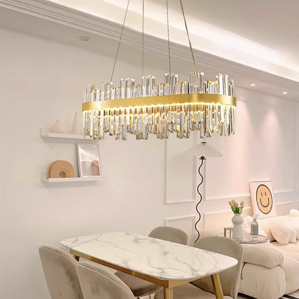 French light luxury LED living room crystal chandelier