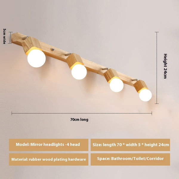 Applique simple avec miroir en bois massif