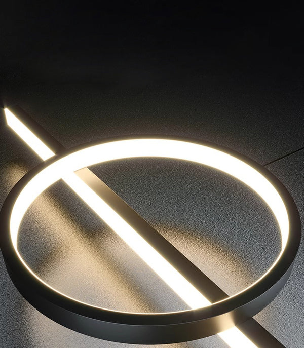 Lustre de restaurant à longue bande géométrique créative minimaliste