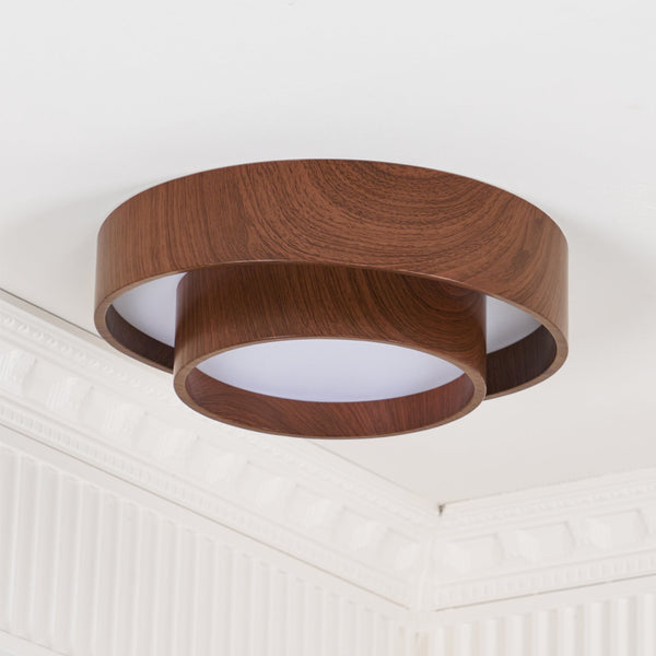Japanese walnut color double-layer ceiling lamp
