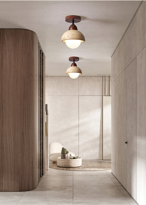 Plafonnier d'allée en travertin jaune