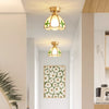 American retro copper color glass entrance corridor ceiling lamp