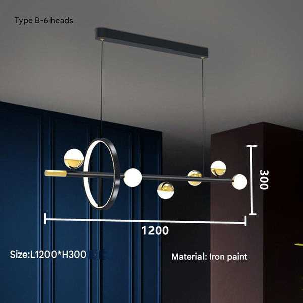 Nordic LED long strip magic bean restaurant chandelier