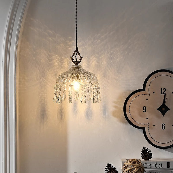 Copper Vintage Crystal Glass Chandelier