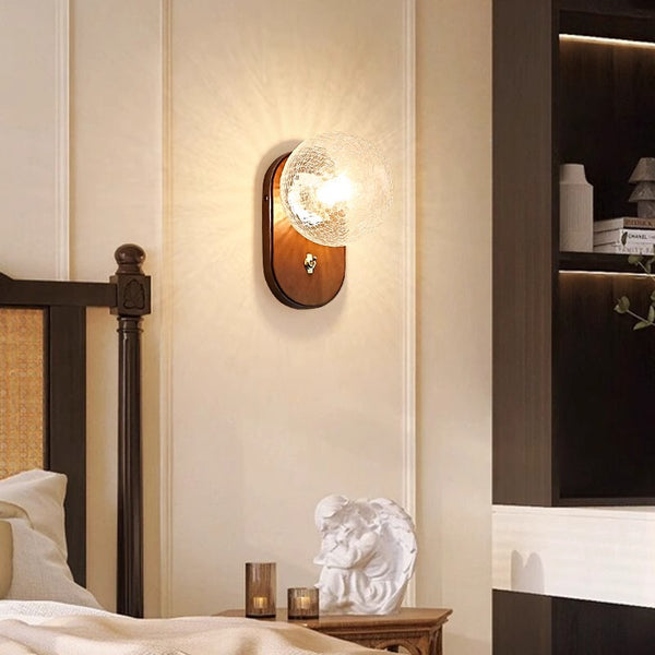 Solid wood crack glass aisle wall lamp
