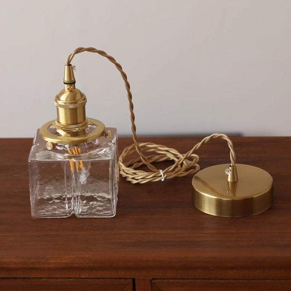 Japanese style vintage brass glass dining room bedroom Pendant light