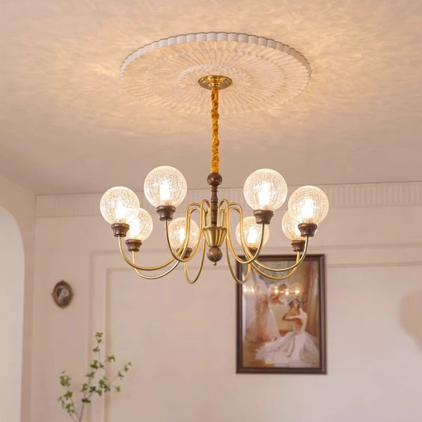 Amerikanischer Retro-Kronleuchter aus Massivholz für das Wohnzimmer