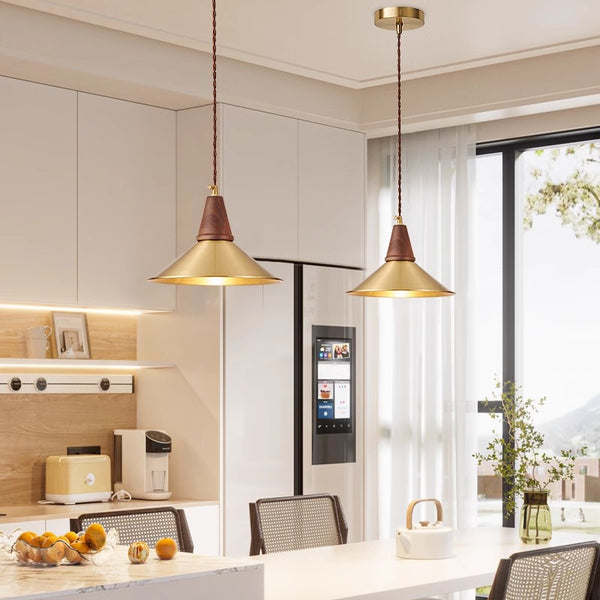 All copper walnut dining chandelier