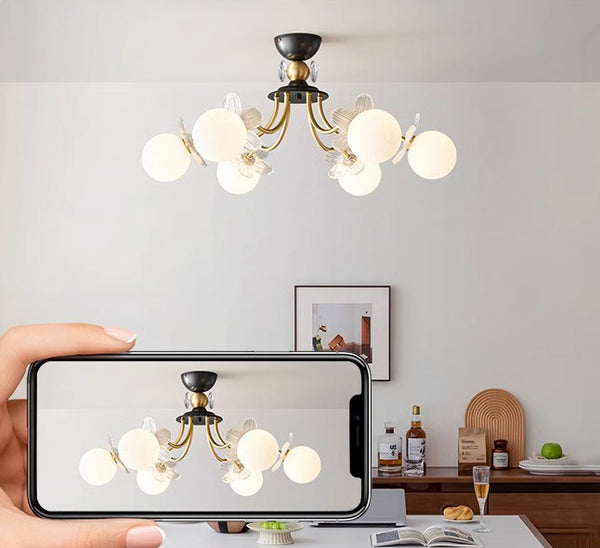 French cream style full copper living room and bedroom ceiling lamp