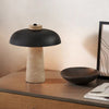 Lampe de table champignon en travertin jaune