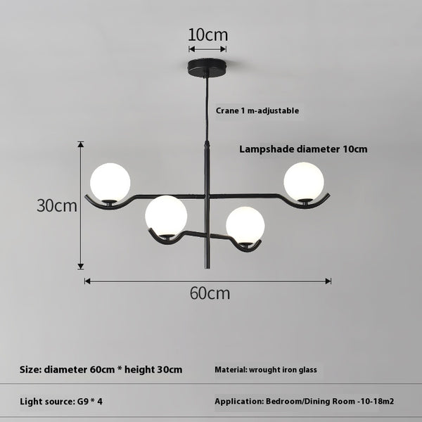 Lustre noir en forme de haricot magique long